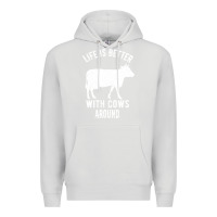Dove Grey Life Is Better With Cows Around Premium Hoodie - Bettercallsaul