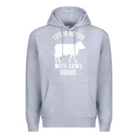 Heather Grey Life Is Better With Cows Around Premium Hoodie - Bettercallsaul
