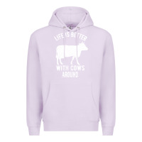 Lilac Life Is Better With Cows Around Premium Hoodie - Bettercallsaul