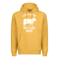 Mustard Life Is Better With Cows Around Premium Hoodie - Bettercallsaul