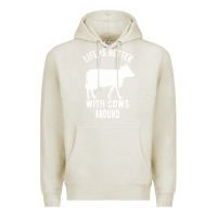 Oatmeal Heather Life Is Better With Cows Around Premium Hoodie - Bettercallsaul