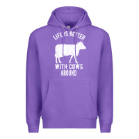 Purple Life Is Better With Cows Around Premium Hoodie - Bettercallsaul