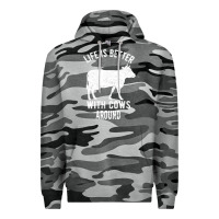 Slate Camo Life Is Better With Cows Around Premium Hoodie - Bettercallsaul