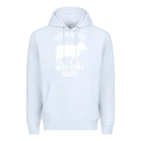 White Life Is Better With Cows Around Premium Hoodie - Bettercallsaul