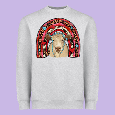 Valentines Charolais  Rainbow Heavyweight Sweatshirt Designed By Jahusdesignshop