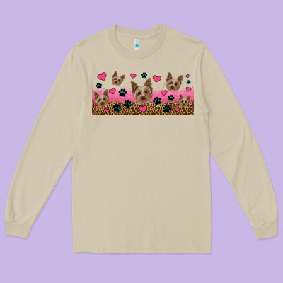 Yorkie Dogs Long Sleeve Tee Designed By Jasminsmagicworld