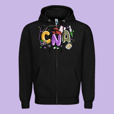 Cna Mardi Gras Zipper Hoodie Designed By Maliassmallbusiness
