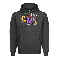 Charcoal Heather cna mardi gras Zipper Hoodie - MaliasSmallBusiness