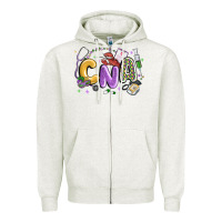 Oatmeal Heather cna mardi gras Zipper Hoodie - MaliasSmallBusiness