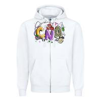 White cna mardi gras Zipper Hoodie - MaliasSmallBusiness