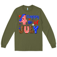 Army Green happy 4th of july Long Sleeve Tee - NancyCooperArtShop