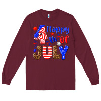 Burgundy happy 4th of july Long Sleeve Tee - NancyCooperArtShop