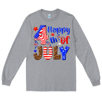 Heather Grey happy 4th of july Long Sleeve Tee - NancyCooperArtShop