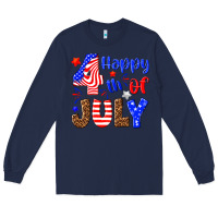 Navy happy 4th of july Long Sleeve Tee - NancyCooperArtShop
