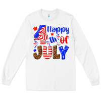 White happy 4th of july Long Sleeve Tee - NancyCooperArtShop