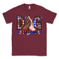 Burgundy America Dog Mama Classic Tee - CowhideDigitalArt