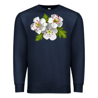 Navy Hawthorn Flower Premium Sweatshirt - LillyAllenDesigns