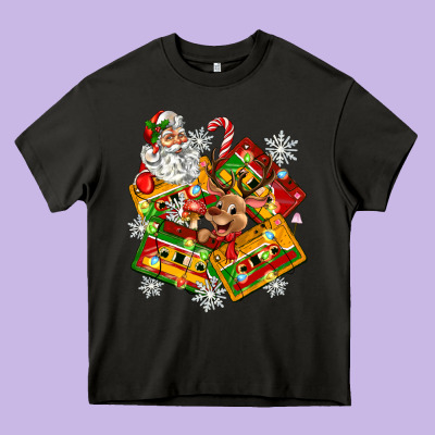 Christmas Cassette Tapes Heavy Core Tee Designed By Zillion Design Studio