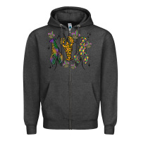Charcoal Heather mardi gras crawfish Zipper Hoodie - MaliasSmallBusiness
