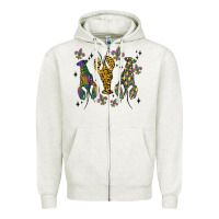 Oatmeal Heather mardi gras crawfish Zipper Hoodie - MaliasSmallBusiness