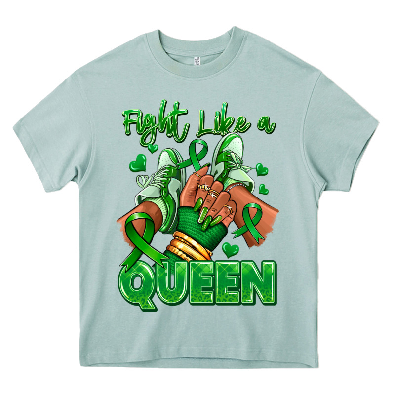 Green Ribbon Liver Cancer Afro Girl Sneakers Heavy Core Tee by RanaPortraitStore | Teevron