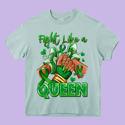 Heavy Core Tee green ribbon liver cancer afro girl sneakers