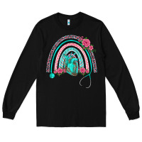 Black nurse life spring stethoscope heart rainbow Long Sleeve Tee - BarkalooDesign