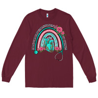 Burgundy nurse life spring stethoscope heart rainbow Long Sleeve Tee - BarkalooDesign
