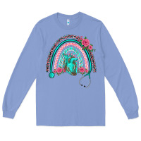 Colony Blue nurse life spring stethoscope heart rainbow Long Sleeve Tee - BarkalooDesign
