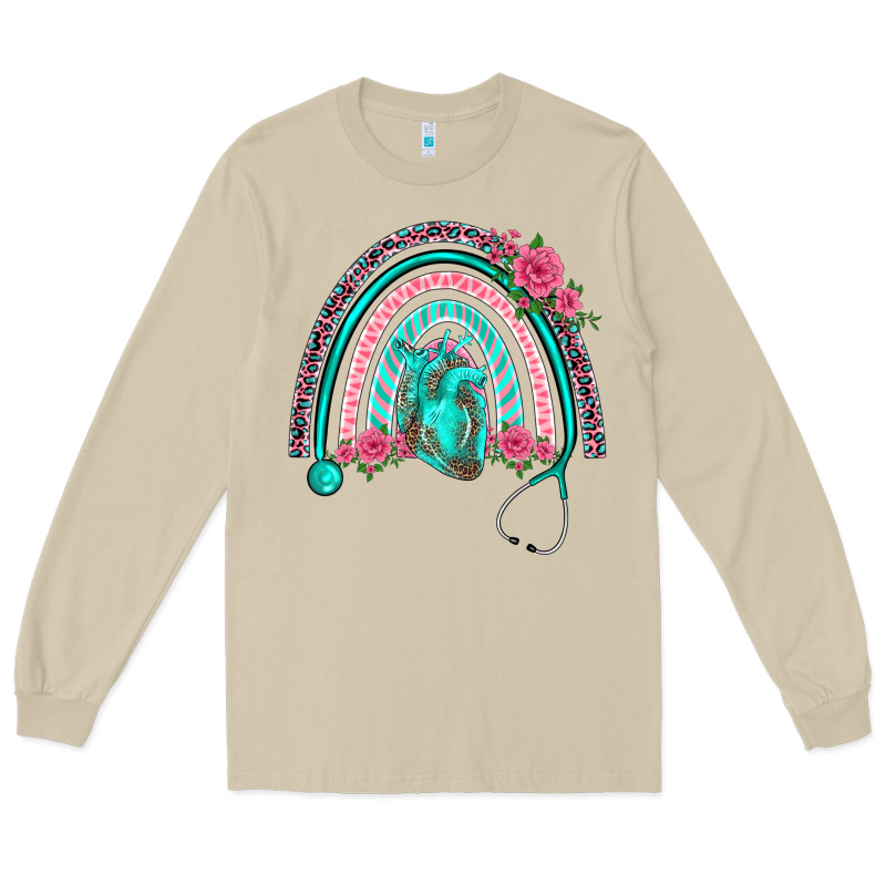 Nurse Life Spring Stethoscope Heart Rainbow Long Sleeve Tee by BarkalooDesign | Teevron