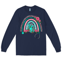 Navy nurse life spring stethoscope heart rainbow Long Sleeve Tee - BarkalooDesign