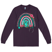 Plum nurse life spring stethoscope heart rainbow Long Sleeve Tee - BarkalooDesign