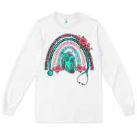 White nurse life spring stethoscope heart rainbow Long Sleeve Tee - BarkalooDesign