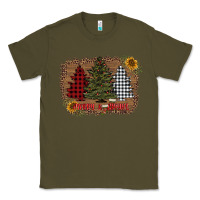 Army Green merry and bright with tree's Classic Tee - AdoDesignShop