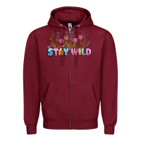 Burgundy stay wild Zipper Hoodie - MaliasSmallBusiness