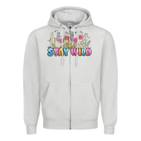 Dove Grey stay wild Zipper Hoodie - MaliasSmallBusiness