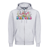 Heather Grey stay wild Zipper Hoodie - MaliasSmallBusiness