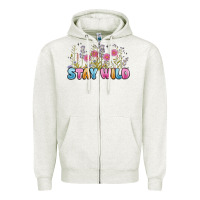 Oatmeal Heather stay wild Zipper Hoodie - MaliasSmallBusiness