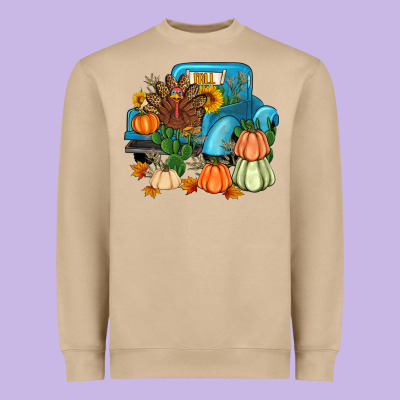 Thanksgiving Turkey Truck Heavyweight Sweatshirt Designed By Artiststas