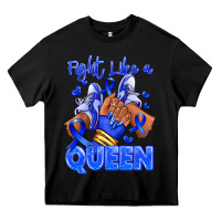 Fight Like A Queen Navy Blue Colon Cancer Afro Gir Heavy Core Tee | Teevron