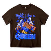 Chocolate Brown fight like a queen navy blue colon cancer afro gir Heavy Core Tee - RanaPortraitStore