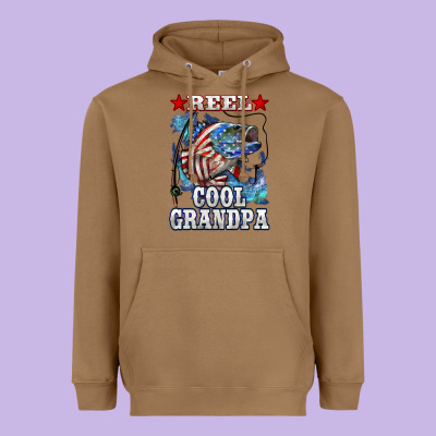 Reel Cool Grandpa American Flag Bass Heavyweight Hoodie Designed By Lillyallendesigns