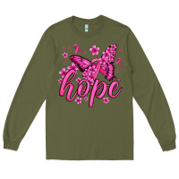 Army Green hope breast cancer butterfly Long Sleeve Tee - Jasminsmagicworld