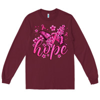 Burgundy hope breast cancer butterfly Long Sleeve Tee - Jasminsmagicworld
