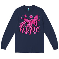 Navy hope breast cancer butterfly Long Sleeve Tee - Jasminsmagicworld