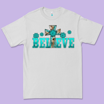Western Turquoise's Gemstones Cross Believe Premium Tee Designed By Barkaloodesign