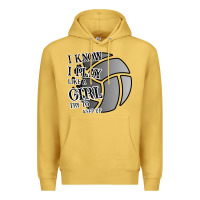 Antique Gold I Know I Play Like A Girl Try To Keep Up Volleyball Premium Hoodie - Bettercallsaul