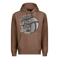 Chestnut I Know I Play Like A Girl Try To Keep Up Volleyball Premium Hoodie - Bettercallsaul
