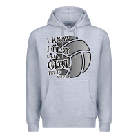 Heather Grey I Know I Play Like A Girl Try To Keep Up Volleyball Premium Hoodie - Bettercallsaul