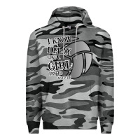 Slate Camo I Know I Play Like A Girl Try To Keep Up Volleyball Premium Hoodie - Bettercallsaul